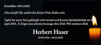 Todesanzeige Herbert Huser, Domdidier
