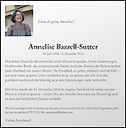Todesanzeige Annelise Bazzell-Sutter