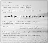 Todesanzeige Antonia (Maria, Mariella) Fiscante