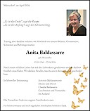 Todesanzeige Anita Baldassarre, M&auml;nnedorf