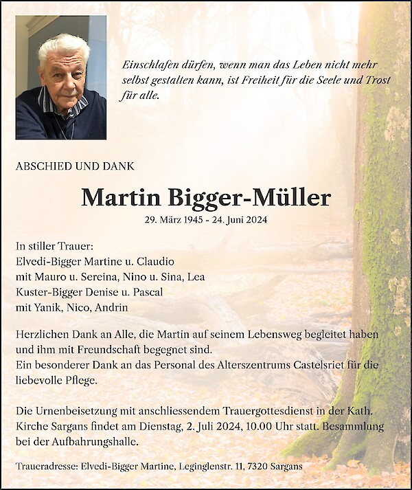 Obituary of Martin Bigger-M&uuml;ller